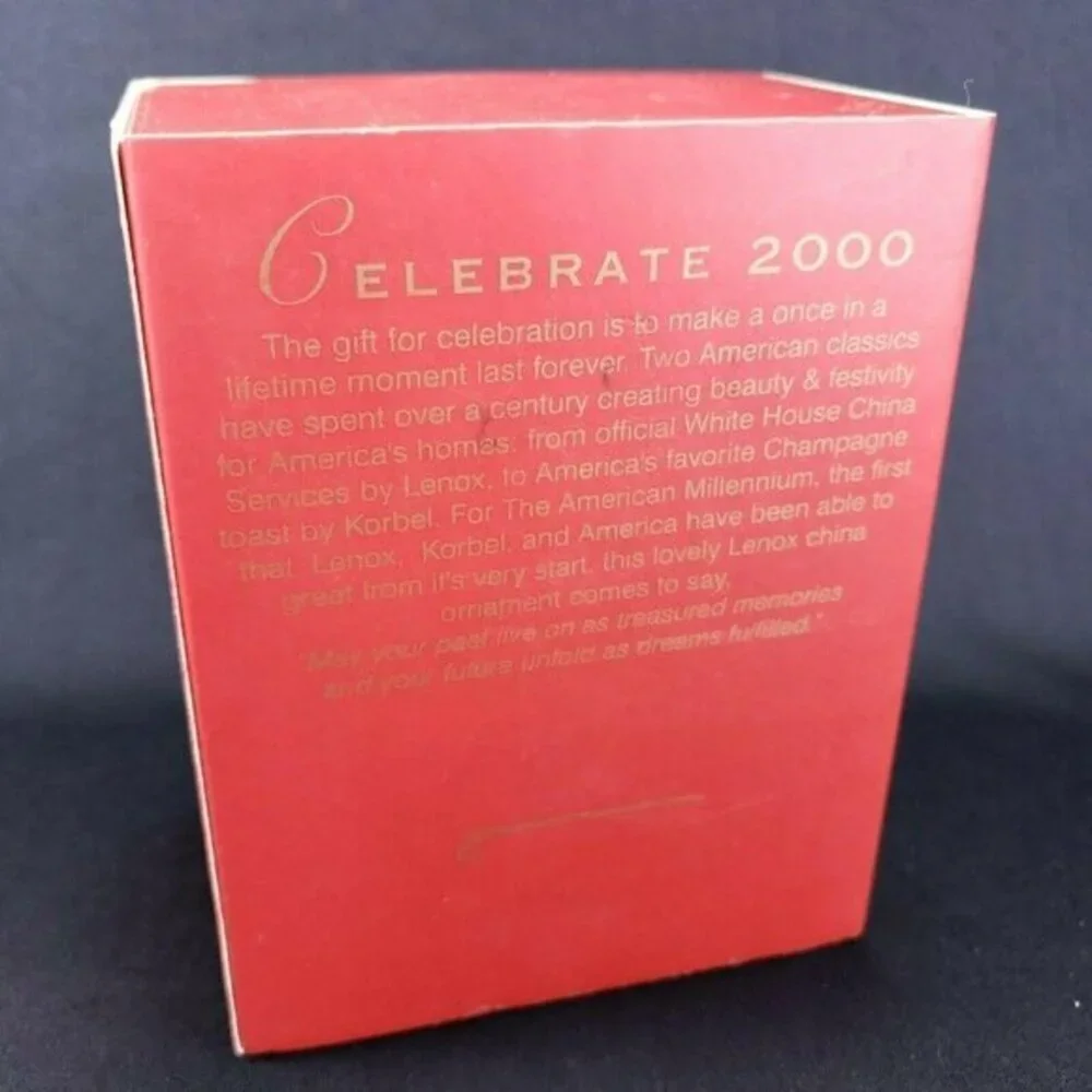Lenox Celebrate 2000 Ornament Korbel Champagne Ice Bucket New Years Gift Box Vtg